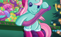 Size: 812x497 | Tagged: safe, screencap, character:minty, species:pony, episode:a very minty christmas, g3, clothing, socks, solo, that pony sure does love socks