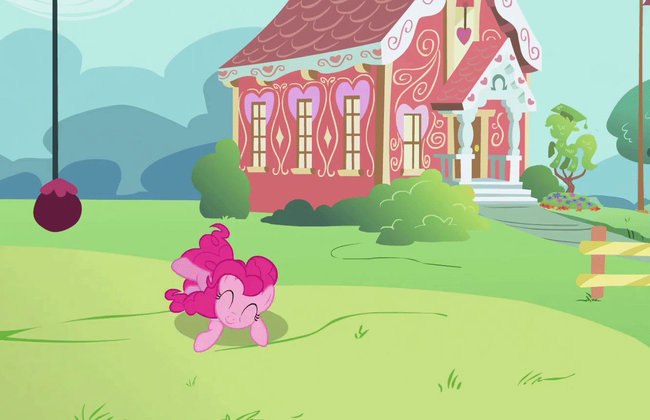 Size: 1334x862 | Tagged: safe, screencap, character:pinkie pie, character:twilight sparkle, character:twilight sparkle (unicorn), species:earth pony, species:pony, species:unicorn, episode:feeling pinkie keen, g4, my little pony: friendship is magic, animated, binoculars, cropped, cute, diapinkes, gif, horses doing horse things, leaves, ponyville schoolhouse, rolling
