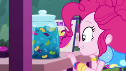 Size: 1920x1080 | Tagged: safe, screencap, character:pinkie pie, equestria girls:sunset's backstage pass, g4, my little pony:equestria girls, candy, close-up, faec, female, food, jelly beans, music festival outfit