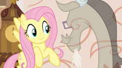 Size: 1920x1080 | Tagged: safe, screencap, character:discord, character:fluttershy, species:draconequus, species:pegasus, species:pony, episode:discordant harmony, g4, my little pony: friendship is magic, duo, female, mare, transparent