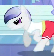 Size: 228x236 | Tagged: safe, screencap, species:crystal pony, species:earth pony, species:pony, episode:games ponies play, g4, my little pony: friendship is magic, athlete, clothing, cropped, male, periwinkle pace, running, solo, stallion