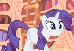 Size: 938x656 | Tagged: safe, screencap, character:rarity, species:pony, species:unicorn, episode:look before you sleep, g4, my little pony: friendship is magic, cropped, female, golden oaks library, mare, solo, surprised