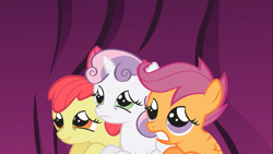 Size: 1366x768 | Tagged: safe, screencap, character:apple bloom, character:scootaloo, character:sweetie belle, species:pegasus, species:pony, episode:friendship is magic, g4, my little pony: friendship is magic, cutie mark crusaders, scared