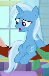 Size: 294x451 | Tagged: safe, screencap, character:trixie, episode:a horse shoe-in, g4, my little pony: friendship is magic, cropped, sitting up, solo