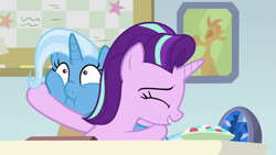 Size: 1920x1080 | Tagged: safe, screencap, character:starlight glimmer, character:trixie, species:pony, species:unicorn, episode:a horse shoe-in, g4, my little pony: friendship is magic, hug