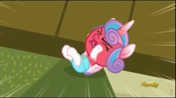Size: 1024x575 | Tagged: safe, screencap, character:princess flurry heart, species:alicorn, species:pony, episode:a flurry of emotions, g4, my little pony: friendship is magic, angry baby, baby, baby alicorn, baby flurry heart, baby pony, cloth diaper, diaper, eyes tightly closed, flailing, fury heart, infant, kicking, light pink cloth diaper, light pink diaper, red face, safety pin, screaming, tantrum, temper tantrum