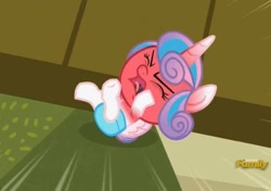 Size: 600x422 | Tagged: safe, screencap, character:princess flurry heart, species:alicorn, species:pony, episode:a flurry of emotions, g4, my little pony: friendship is magic, angry, angry baby, baby, baby alicorn, baby flurry heart, baby pony, cloth diaper, diaper, eyes tightly closed, flailing, fury heart, infant, kicking, light blue cloth diaper, light blue diaper, ponyville hospital, red face, screaming, tantrum, temper tantrum