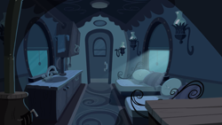 Size: 2000x1125 | Tagged: safe, screencap, episode:mmmystery on the friendship express, g4, my little pony: friendship is magic, caboose (train), dark, lamp, no pony, sink, train cabin