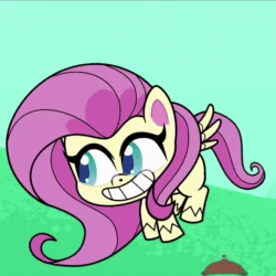 Size: 600x600 | Tagged: safe, screencap, character:fluttershy, species:pegasus, species:pony, episode:the best of the worst, g4.5, my little pony:pony life, spoiler:pony life s01e02, animated, cropped, nice, noice, reaction image, solo, sound, webm