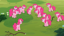 Size: 2000x1125 | Tagged: safe, screencap, character:pinkie pie, species:earth pony, species:pony, episode:too many pinkie pies, g4, my little pony: friendship is magic, clone, female, mare, pinkie clone