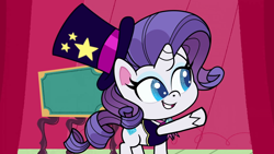 Size: 1920x1080 | Tagged: safe, screencap, character:rarity, species:pony, species:unicorn, episode:disappearing act, g4.5, my little pony:pony life, spoiler:pony life s01e12, magician outfit, magician rarity