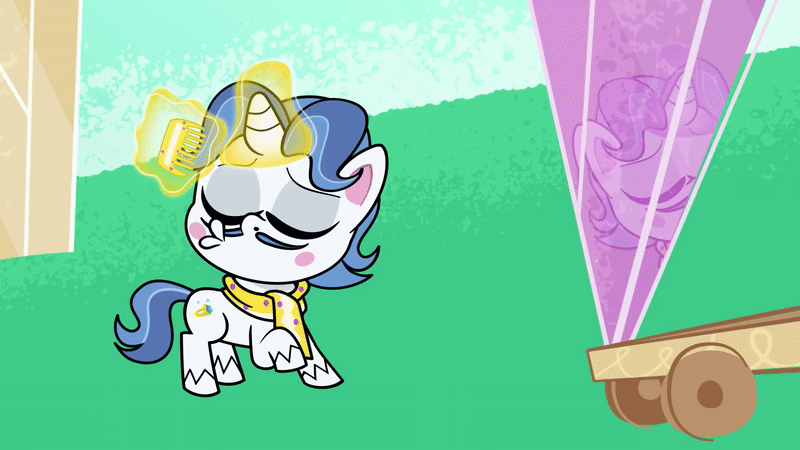 Size: 800x450 | Tagged: safe, screencap, character:fancypants, species:pony, species:unicorn, episode:bad thing no. 3, g4.5, my little pony:pony life, spoiler:pony life s01e05, animated, blowing a kiss, clothing, gif, levitation, magic, male, scarf, stallion, telekinesis