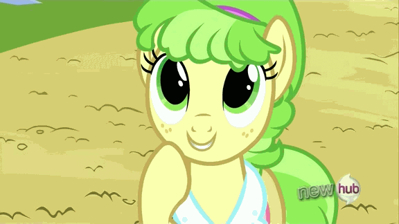 Size: 576x324 | Tagged: safe, screencap, character:chickadee, character:ms. peachbottom, episode:games ponies play, g4, my little pony: friendship is magic, animated, hub logo