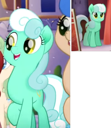 Size: 435x500 | Tagged: safe, screencap, species:earth pony, species:pony, g4, my little pony: the movie (2017), background pony, collage, cropped, female, mare, not bon bon, not lyra, raised hoof, solo focus, unnamed character, unnamed pony, we got this together