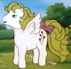 Size: 400x389 | Tagged: safe, screencap, character:surprise, species:pegasus, species:pony, episode:the great rainbow caper, g1, my little pony 'n friends, adoraprise, bow, cropped, cute, female, mare, tail bow