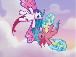 Size: 640x480 | Tagged: safe, screencap, character:heart bright, character:star flight, species:flutter pony, episode:two for the sky, g3, flying, infinity symbol, tumbling, yin-yang