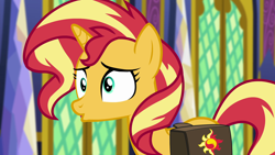 Size: 1920x1080 | Tagged: safe, screencap, character:sunset shimmer, species:pony, species:unicorn, equestria girls:forgotten friendship, g4, my little pony:equestria girls, cute, shimmerbetes, solo