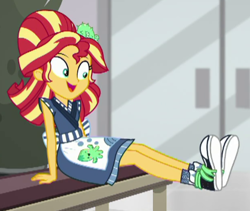 Size: 412x347 | Tagged: safe, screencap, character:sunset shimmer, episode:good vibes, eqg summertime shorts, g4, my little pony:equestria girls, converse, cropped, shoes, solo, sunset sushi