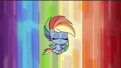Size: 720x402 | Tagged: safe, screencap, character:rainbow dash, species:pegasus, species:pony, episode:the fluttershy effect, g4.5, my little pony:pony life, spoiler:pony life s01e10, cute, dashabetes, female, mare, meditation, rainbow background, solo