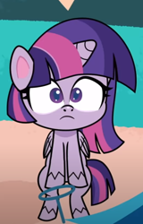 Size: 434x678 | Tagged: safe, screencap, character:twilight sparkle, character:twilight sparkle (alicorn), species:alicorn, species:pony, episode:a camping we will go, g4.5, my little pony:pony life, spoiler:pony life s01e15, bipedal, cropped, looking at you, shocked, solo
