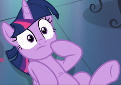Size: 1335x938 | Tagged: safe, screencap, character:twilight sparkle, character:twilight sparkle (alicorn), species:alicorn, species:pony, episode:a health of information, g4, my little pony: friendship is magic, cropped, laying on ground, solo
