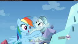 Size: 1920x1080 | Tagged: safe, screencap, character:glass slipper, character:rainbow dash, species:crystal pony, species:pony, episode:games ponies play, g4, my little pony: friendship is magic, crystal filly, youtube caption