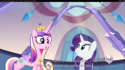 Size: 1920x1080 | Tagged: safe, screencap, character:princess cadance, character:rarity, episode:games ponies play, g4, my little pony: friendship is magic, youtube caption