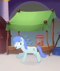 Size: 376x449 | Tagged: safe, screencap, species:earth pony, species:pony, g4, my little pony: the movie (2017), background pony, booth, canterlot, cropped, male, offscreen character, running, scared, stallion, unnamed character, unnamed pony