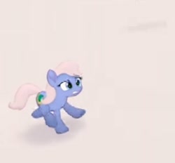 Size: 298x276 | Tagged: safe, screencap, species:earth pony, species:pony, g4, my little pony: the movie (2017), background pony, bird's eye view, canterlot, cropped, female, mare, running, scared, solo, unnamed character, unnamed pony
