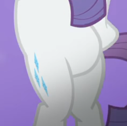 Size: 307x304 | Tagged: safe, screencap, character:rarity, species:pony, species:unicorn, episode:fake it 'til you make it, belly, bipedal, cropped, featureless crotch, hoof on hip, pictures of bellies, solo