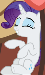 Size: 404x670 | Tagged: safe, screencap, character:rarity, species:pony, species:unicorn, episode:she's all yak, g4, my little pony: friendship is magic, cropped, cute, eyes closed, happy, raribetes, smiling, solo