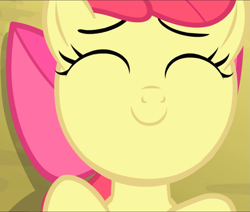Size: 1107x939 | Tagged: safe, screencap, character:apple bloom, episode:somepony to watch over me, g4, my little pony: friendship is magic, adorabloom, close-up, cropped, cute, eyes closed, laying on ground, smiling, solo