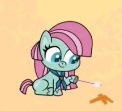 Size: 355x324 | Tagged: safe, screencap, character:minty, g4.5, my little pony:pony life, spoiler:pony life s01e07, cropped, food, marshmallow, solo, the trail less trotten