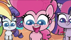 Size: 1920x1080 | Tagged: safe, screencap, character:pinkie pie, character:rainbow dash, character:rarity, character:twilight sparkle, species:alicorn, species:earth pony, species:pegasus, species:pony, species:unicorn, episode:death of a sales-pony, g4.5, my little pony:pony life, spoiler:pony life s01e08, animated, baba yaga, bipedal, cute, diapinkes, hansel and gretel, implied death, implied vore, pinkie's brother, rainbow dash is not amused, rarity is not amused, sound, twilight is not amused, unamused, webm
