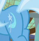 Size: 130x137 | Tagged: safe, screencap, character:trixie, species:pony, episode:a horse shoe-in, g4, my little pony: friendship is magic, animation error, butt, cropped, cutie mark, female, mare, picture for breezies, plot, solo