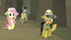 Size: 1920x1080 | Tagged: safe, screencap, character:daring do, character:doctor caballeron, character:fluttershy, episode:daring doubt, g4, my little pony: friendship is magic, truth talisman