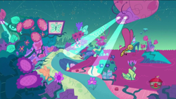 Size: 1920x1080 | Tagged: safe, screencap, episode:the fluttershy effect, g4.5, my little pony:pony life, spoiler:pony life s01e10, butterfly, dystopia, flower, night