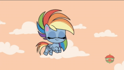 Size: 1920x1080 | Tagged: safe, screencap, character:rainbow dash, species:pegasus, species:pony, episode:the fluttershy effect, g4.5, my little pony:pony life, spoiler:pony life s01e10, animated, booty call, cartoon physics, cloud, female, flying, hammerspace, mare, on a cloud, ponies with technology, sitting, solo, sound, tablet, webm, you know for kids