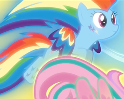 Size: 669x536 | Tagged: safe, screencap, character:rainbow dash, episode:twilight's kingdom, g4, my little pony: friendship is magic, cropped, flying, glow, rainbow power, rainbow power-ified, smiling, solo, spread wings, wings