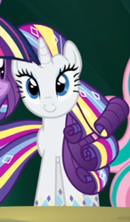 Size: 344x588 | Tagged: safe, screencap, character:rarity, episode:twilight's kingdom, g4, my little pony: friendship is magic, cropped, rainbow power, rainbow power-ified, smiling, solo
