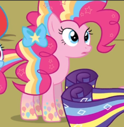 Size: 416x427 | Tagged: safe, screencap, character:pinkie pie, episode:twilight's kingdom, g4, my little pony: friendship is magic, cropped, open mouth, rainbow power, rainbow power-ified, solo