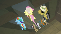 Size: 1920x1080 | Tagged: safe, screencap, character:biff, character:daring do, character:doctor caballeron, character:fluttershy, character:rainbow dash, character:rogue, character:withers, episode:daring doubt, g4, my little pony: friendship is magic, henchmen