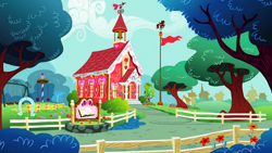 Size: 1280x720 | Tagged: safe, screencap, episode:the cart before the ponies, g4, my little pony: friendship is magic, background, no pony, scenic ponyville, school