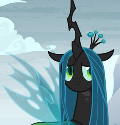 Size: 899x932 | Tagged: safe, screencap, character:queen chrysalis, species:changeling, episode:frenemies, g4, my little pony: friendship is magic, cropped, cute, cutealis, frown, sad, solo