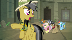 Size: 1920x1080 | Tagged: safe, screencap, character:biff, character:daring do, character:fluttershy, character:rainbow dash, character:rogue, character:withers, episode:daring doubt, g4, my little pony: friendship is magic, henchmen