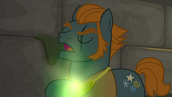 Size: 1920x1080 | Tagged: safe, screencap, character:rogue, species:earth pony, species:pony, episode:daring doubt, g4, my little pony: friendship is magic, glow, male, solo, stallion, truth talisman