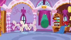 Size: 1280x720 | Tagged: safe, screencap, episode:sisterhooves social, g4, my little pony: friendship is magic, background, carousel boutique, liminal space, no pony, rarity's bedroom, scenic ponyville