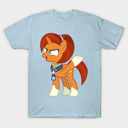 Size: 630x630 | Tagged: safe, screencap, character:stellar flare, species:pony, episode:the parent map, g4, advertisement, clothing, evil grin, grin, jewelry, necklace, raised hoof, shirt, smiling, socks (coat marking), t-shirt
