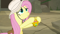 Size: 1920x1080 | Tagged: safe, screencap, character:fluttershy, species:pegasus, species:pony, episode:daring doubt, g4, my little pony: friendship is magic, cute, shyabetes, solo, truth talisman