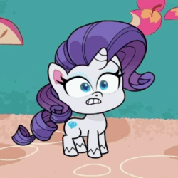 Size: 720x720 | Tagged: safe, screencap, character:rarity, species:pony, species:unicorn, episode:bad thing no. 3, g4.5, my little pony:pony life, spoiler:pony life s01e05, animated, cropped, female, mare, solo, sound, webm